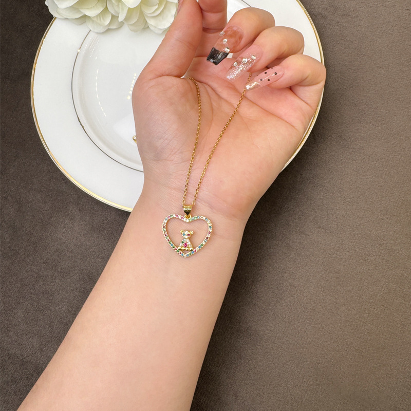 Collar de oro de arena transfronteriza vietnamita línea de amor pendientes de oso para mujeres lujosas joyas no se desvanecen