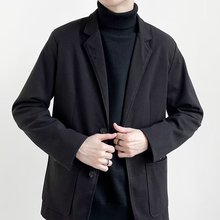 韩版毛呢西服单排扣西服外套男修身潮流休闲商务英伦帅气小西装男