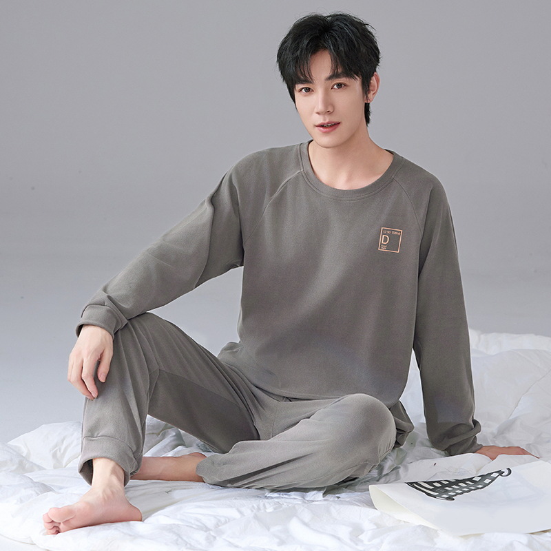 Pijamas para hombres otoño-invierno 2025 nuevo hombre de ternero grueso invierno molido azul conjunto de ropa de casa invierno