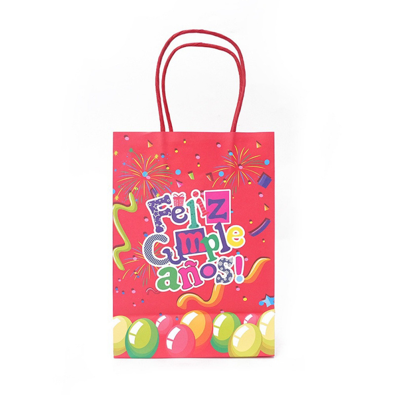Bolsas de regalo de cumpleaños, bolsas de cartón cartón, bolsas de embalaje para llevar, bolsas de embalaje de regalo de fiesta para niños, bolsas de mano