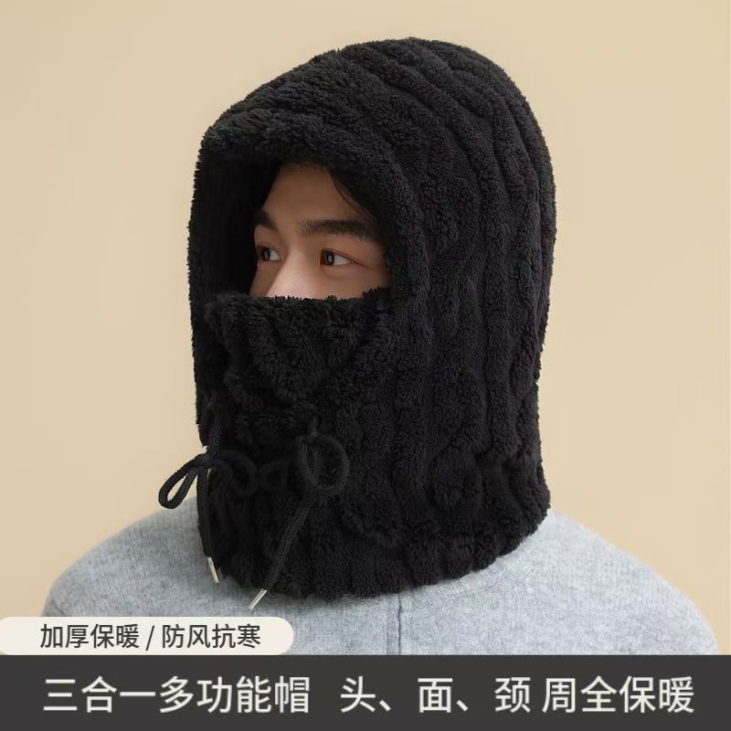防风帽子女秋冬骑车保暖护耳包头帽套头帽毛绒围脖帽口罩一体帽子|undefined