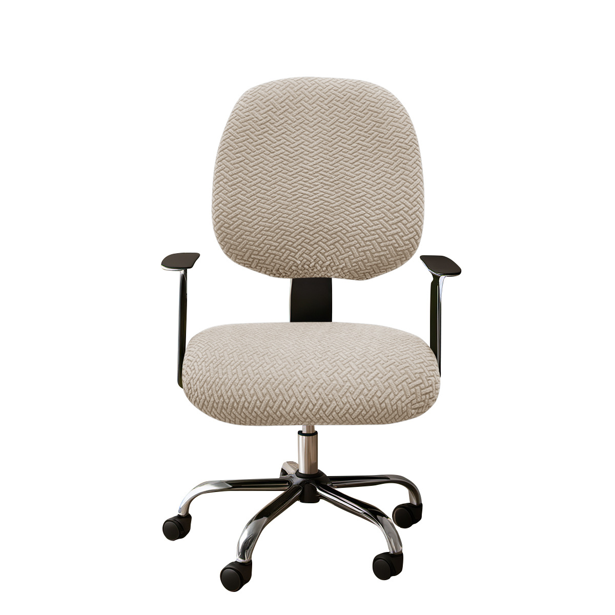 Transfronterizos sólidos rayas cubierta de silla elástica jersey jacquard cubierta de silla de oficina cubierta de silla antideslizante cubierta