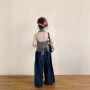 条纹挂脖牛仔背心露背装
