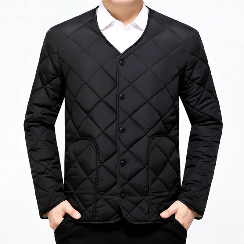Abrigo de algodón acolchado de mediana edad y anciano 2023 Otoño e Invierno Nuevo abrigo cálido informal acolchado de algodón grueso con forro polar para hombres
