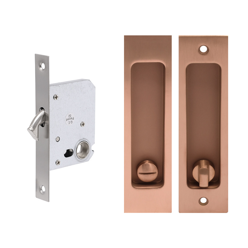 Cerradura de puerta deslizante de acero inoxidable simple cerradura de puerta invisible cerradura de puerta de baño de hotel cerradura de puerta deslizante incrustada de balcón de cocina