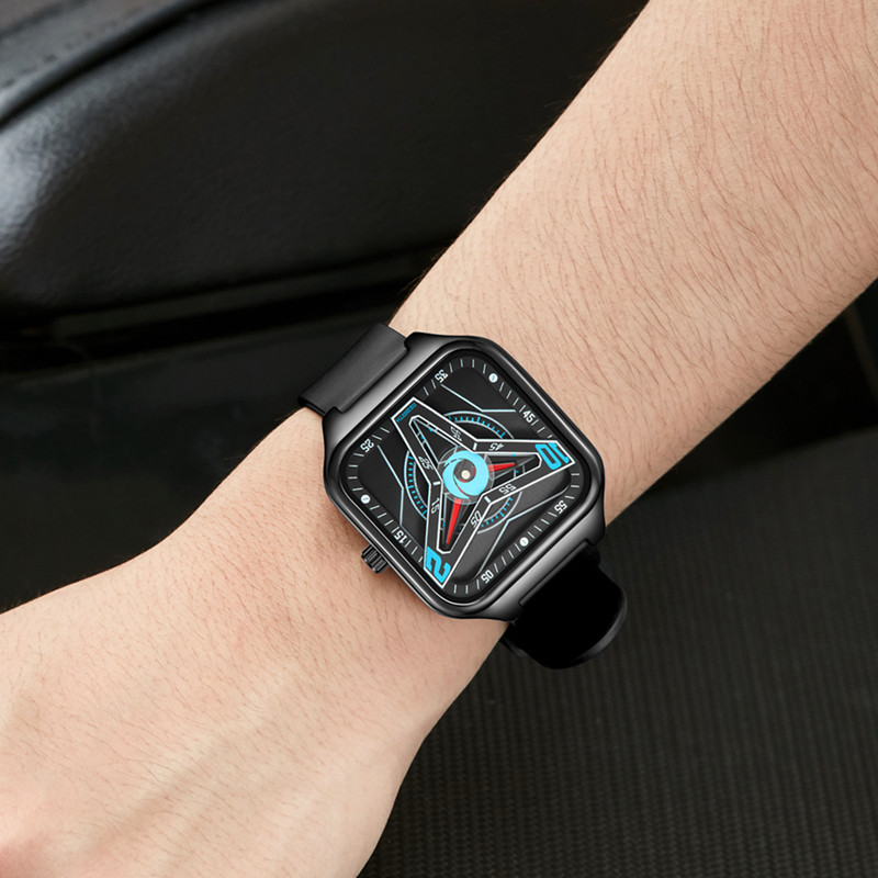 Moda moda fresco reloj cuadrado de los hombres deportes impermeable reloj de cuarzo de las mujeres banda de silicona reloj juvenil