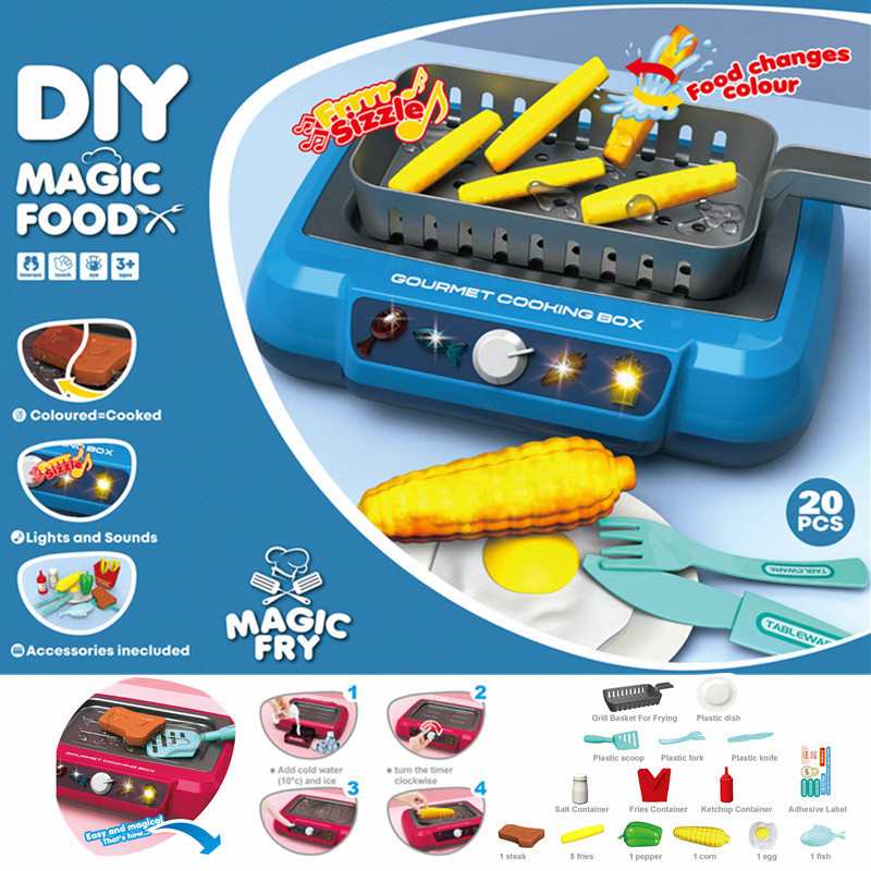Los niños de comercio exterior juegan a las casitas Cocina de Inducción multifunción con luz de color de alimentos Cambio de cocina vajilla juego de cocina Juguetes