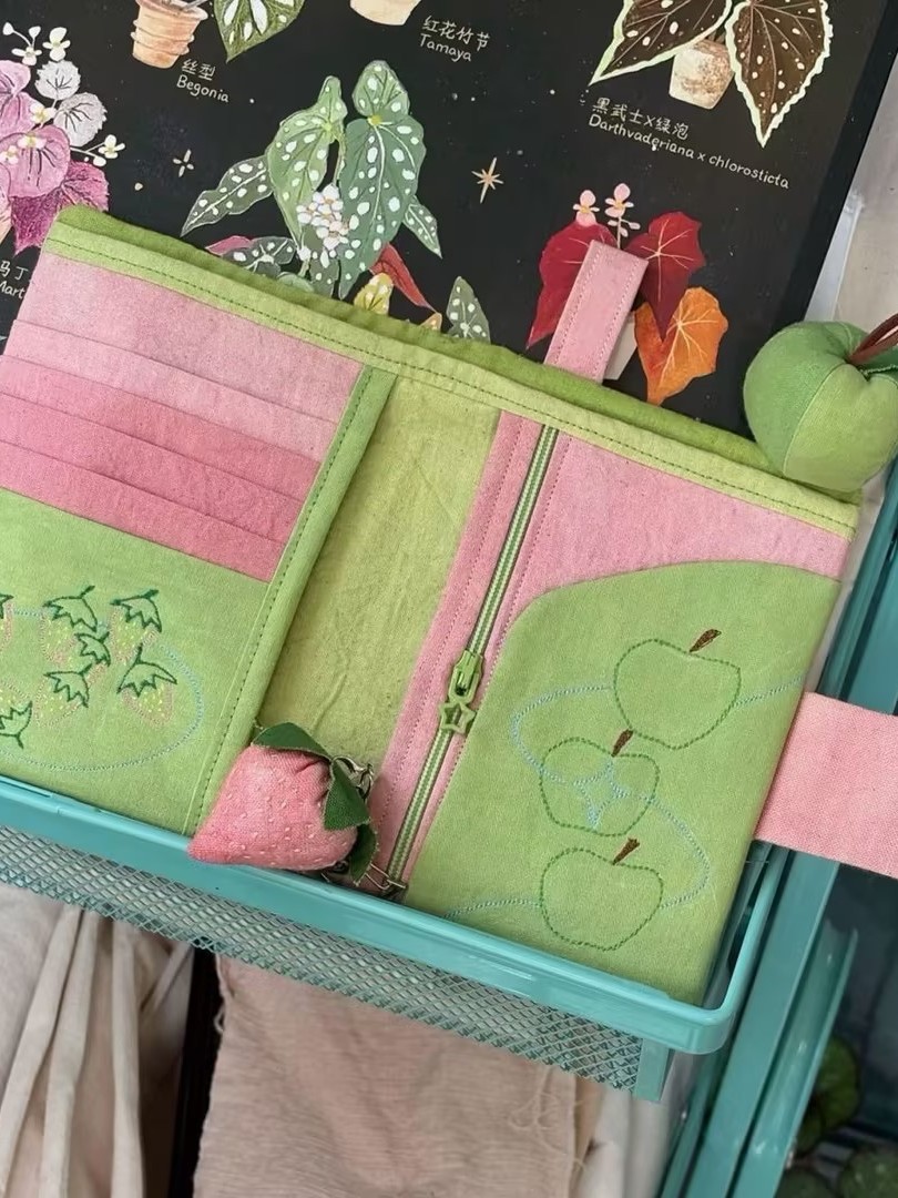 Strawberry design passport holder with card and coin compartments