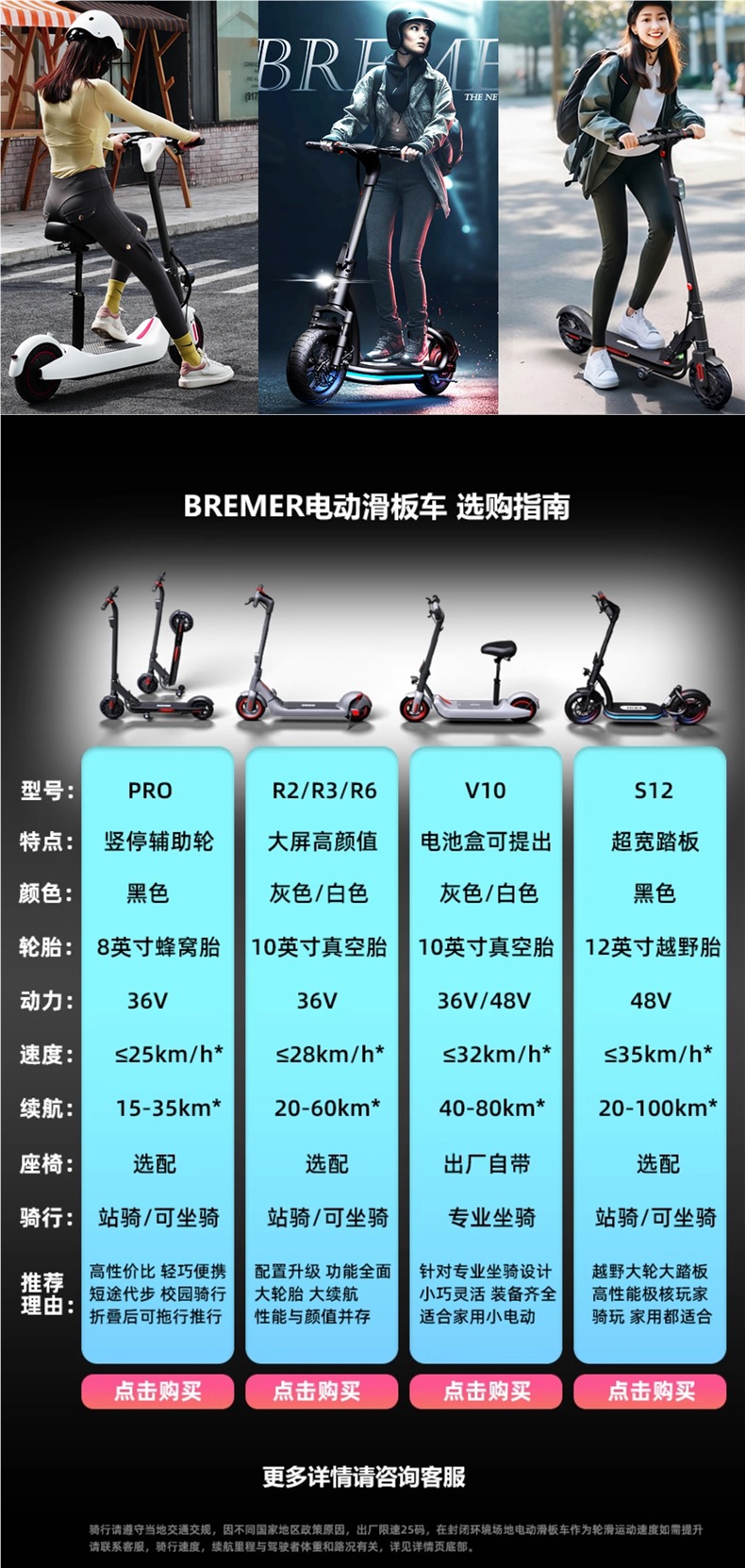 Bremer Electric Scooter Is a Foldable Two-Wheeled Small Pedal Portable Adult Mini Scooter R2/R3/R6