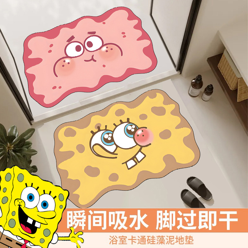 Puerta de baño de dibujos animados estera absorbente diatomea barro piso estera hogar Baño antideslizante pie Mat inodoro estera de secado rápido suave