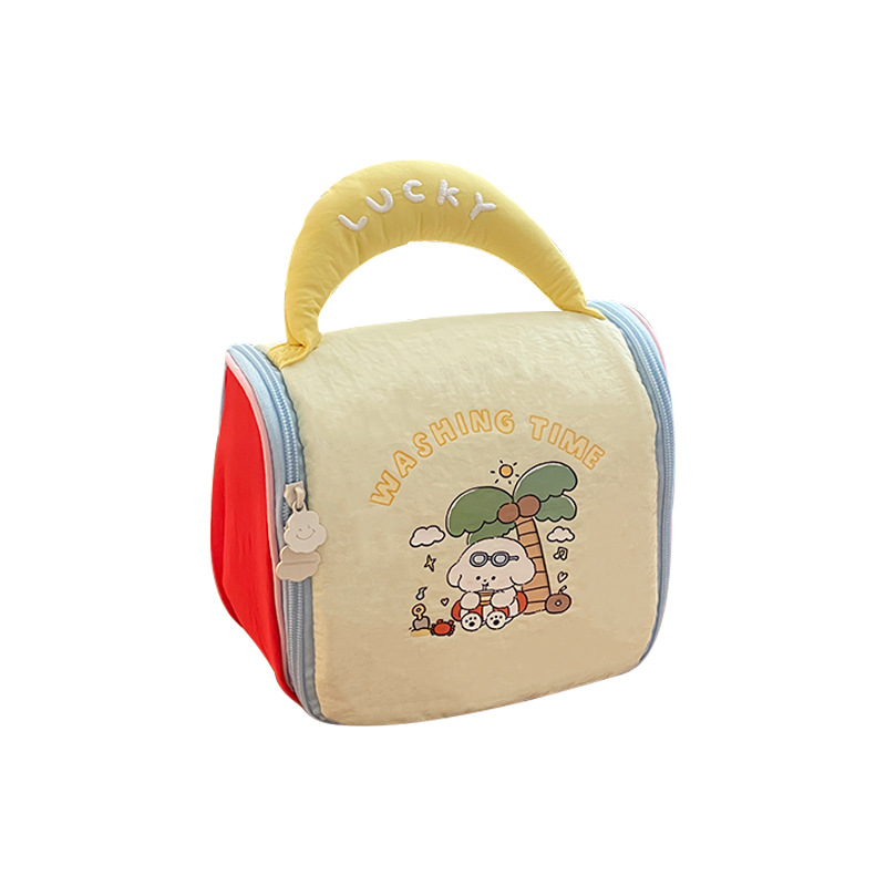 Bagos de maquillaje portátiles de cachorro lindos para mujeres, bolsas de higiene portátiles de gran capacidad, bolsas de lavado para viajes, bolsas de almacenamiento para colgar