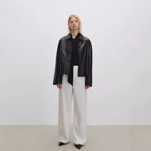 2025春季新款进口A级绵羊皮真皮皮衣翻领短款外套女皮夹克上衣