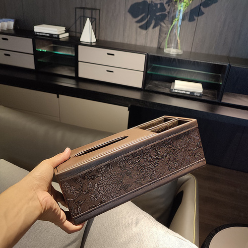 Multi-functional leather paper towel holder living room coffee table tissue box remote control storage box creative home European storage box