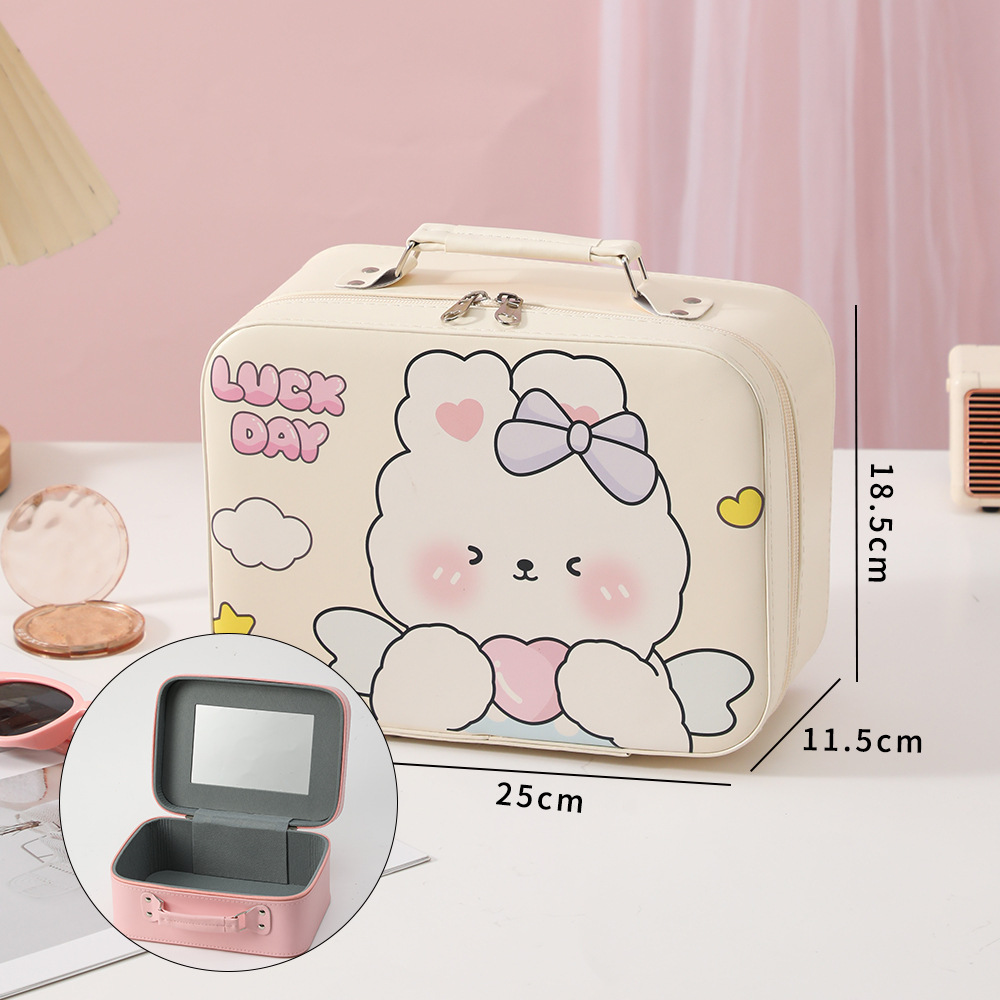 큰 거울 베이지색 하트 토끼