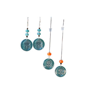Amazon Natural A Jade Blue Water High Ice Buddha Face Earrings Yin Carved S925 Silver Earrings Women's Earrings