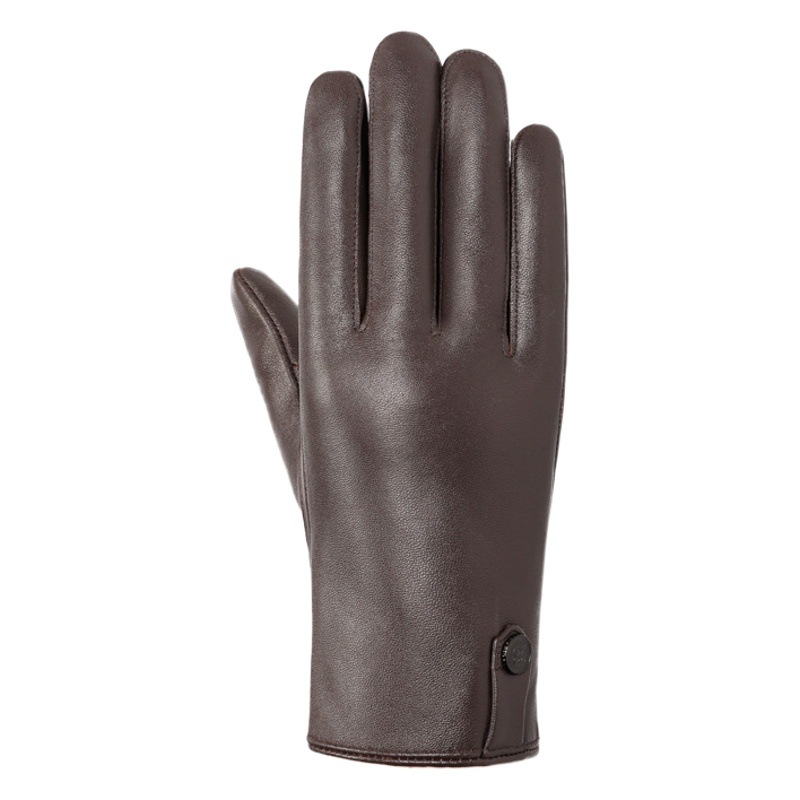 Guantes de cuero genuino para hombres otoño e invierno cálido forro polar engrosado conducción a caballo pantalla táctil negocios guapo primera capa piel de oveja