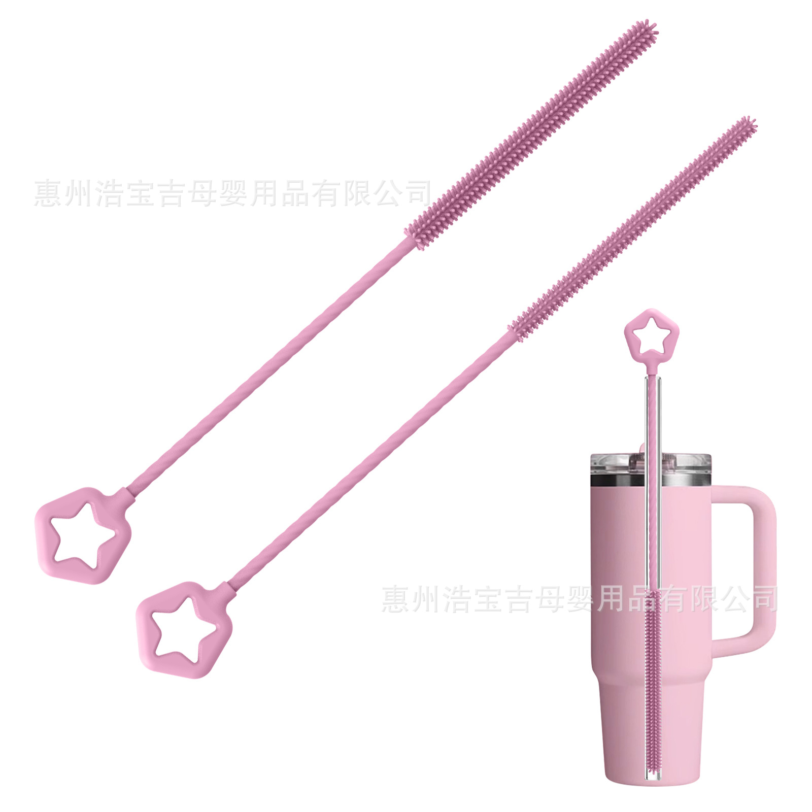 Cross-Border Silicone Straw Brush, Bottle Brush with Extended Non-Slip Handle and Fine Bristles Stanley Straw Test Tube Hair