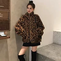 Осенняя и зимняя новая толстая куртка с леопардовым принтом дикая свободная ретро плюшевая куртка с леопардовым принтом имитация норка