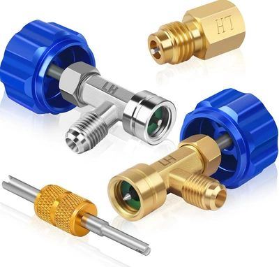 Automotive air conditioning and low pressure quick connector - blue-handwheel-yellow-silver-bottle-opener-large-joint-yellow-wrench