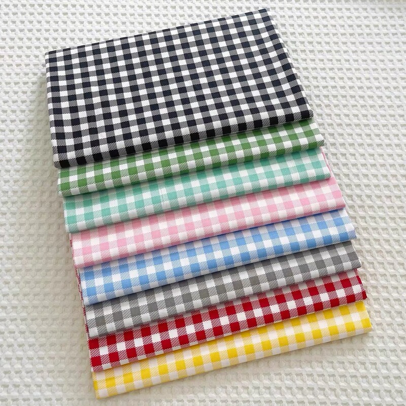 1.6m Wide 8mm Plaid Cotton Printed Fabric Tablecloth Cloth Curtain Handmade Pure Cotton Fabric Wholesale