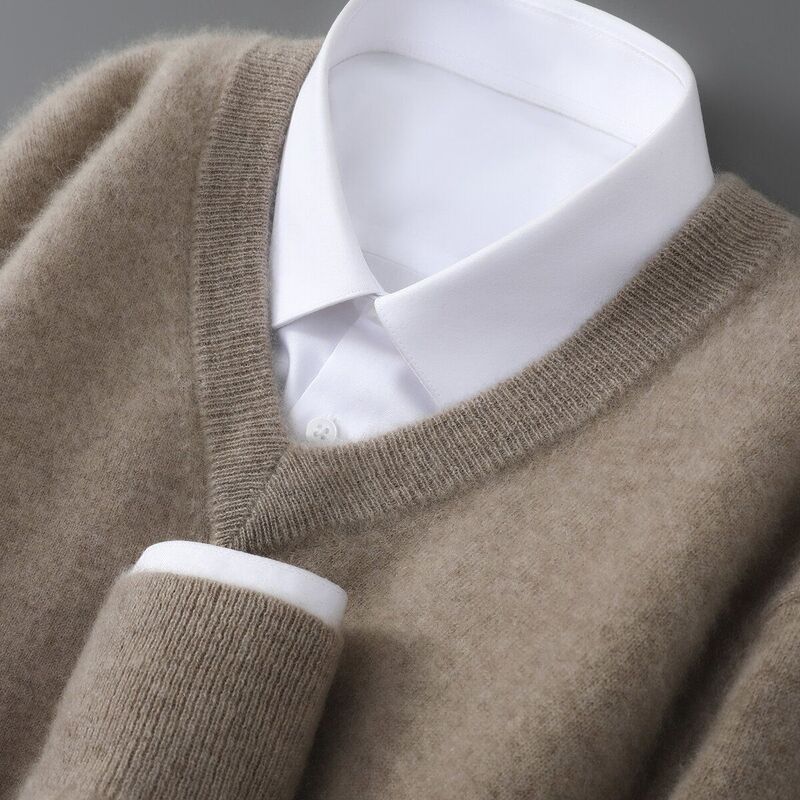2026 Spring, Autumn, and Winter New Solid Color Sweater for Men, V-Neck Pullover, Youthful Base Layer, Loose Casual Long-Sleeve Knitted Sweater 2026 Spring, Autumn, and Winter New Solid Color Sweater for Men, V-Neck Pullover, Youthful Base Layer, Loose Casual Long-Sleeve Knitted Sweater
