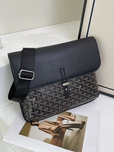 25 New Goya French-Style Shoulder Bag, High-Capacity Crossbody Bag for Men and Women, Messenger Saddle Bag with Printed Dog Tooth Pattern