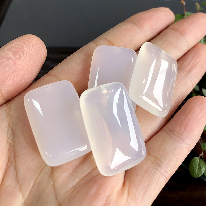 Natural ice through white chalcedony peace no matter brand pendant wholesale white agate bread brand pendant small brand jade pendant