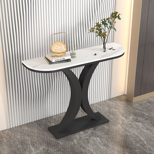 Light luxury Rock plate hallway table semicircle view table simple wall-mounted strip table modern home display cabinet hallway table