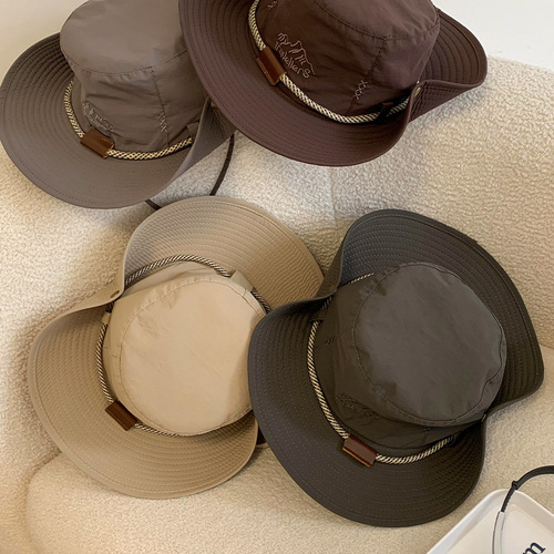 Western cowboy hat for women, summer thin breathable large brim outdoor camping hiking hat, sunshade and sunscreen fisherman's hat