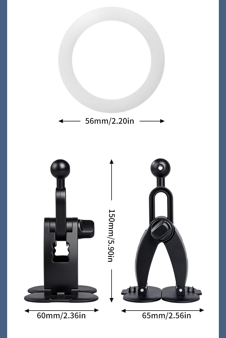 Car Phone Holder for Dashboard Navigation with 17mm Ball Head Curved Adhesive Base Mount