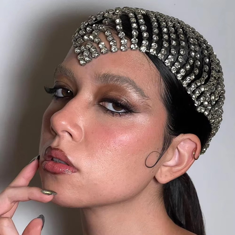 European and American Fashion Accessories, Exaggerated Personality Tassel Headbands, Cross-Border New Products, Trendy Rhinestone Headwear for Women, Hair Chain