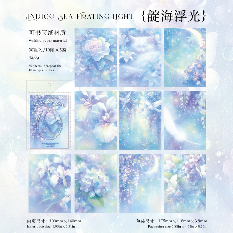 Papel de material de papel kraft blanco Mo Moonflower Colgante de luna Serie de sueño de flores Ilustración de mascotas lindo Papel de material de base de cuenta manual