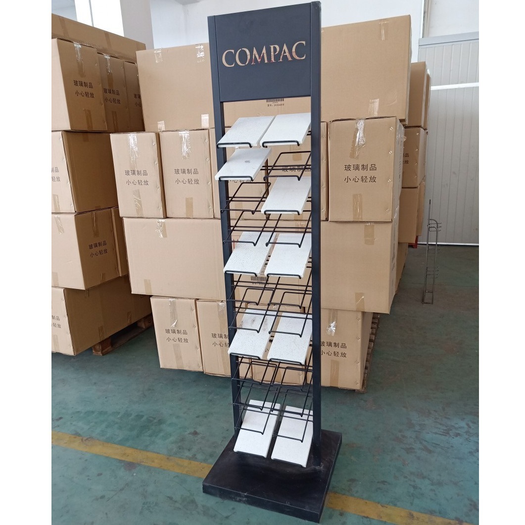 落地款多层石英石岩板大理石玻璃瓷砖样块铁质陈列架多功能广告牌