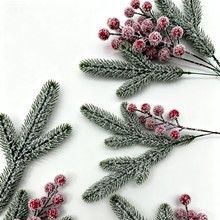 亚马逊爆款圣诞装饰品手工DIY制作圣诞白雪松针圣诞白雪红果圣诞