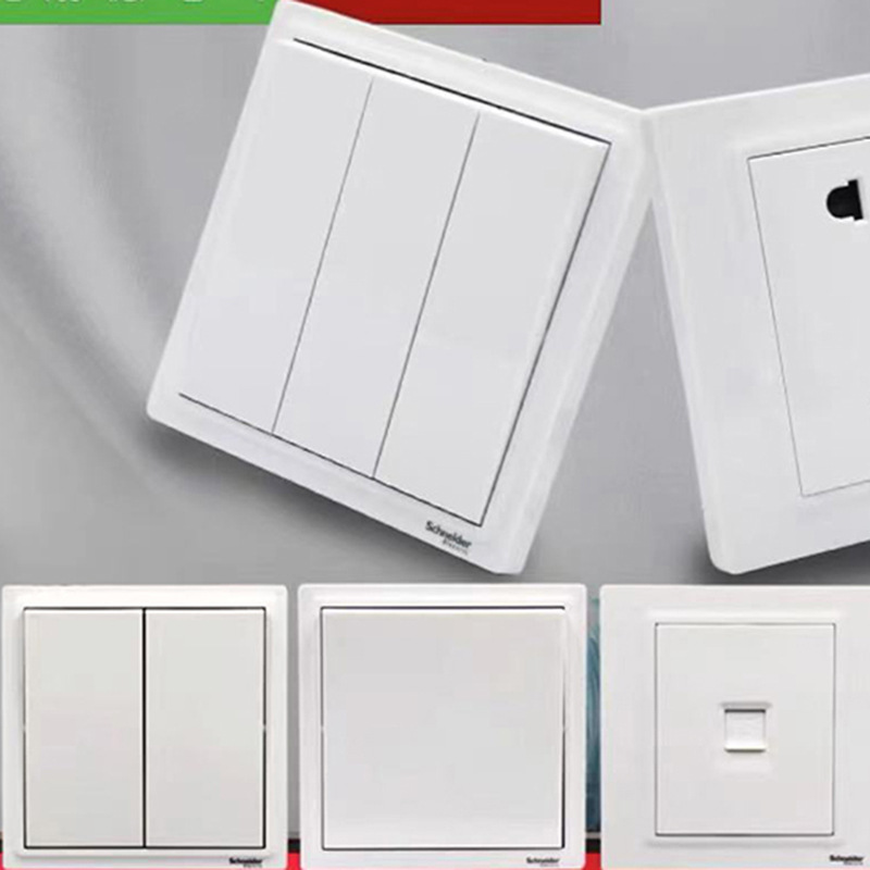 施耐德開關插座牆壁二開單控雋意白色廚房家用開關插座面板批發