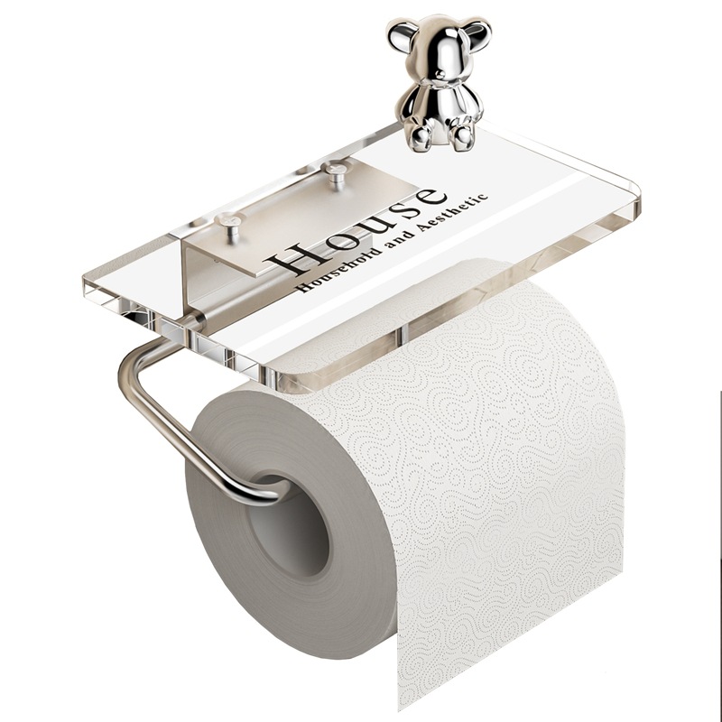 Caja de pañuelos de inodoro Caja de papel higiénico sin perforación Soporte de pañuelos de acrílico Estante de papel enrollado de papel para inodoro