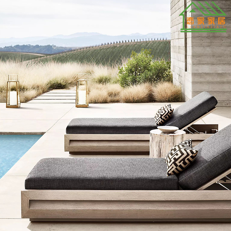 Nórdico al aire libre sofá de madera maciza solo a prueba de sol Villa Terraza al aire libre teca té Mesa combinación modelo sala de sofá