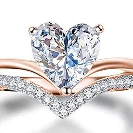 Cross-border popular simple heart-shaped zircon diamond ring proposal engagement diamond ring fashion exquisite jewelry wholesale