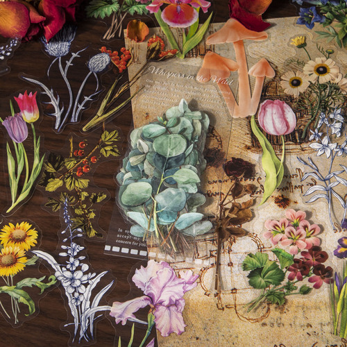 Good Day Sticker Material Pack Wilderness Secret Plant Flower DIY Handbook Material Elevator Decoration Sticker