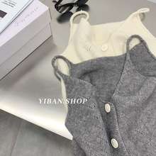 YIBAN 韩版针织马甲女2023秋季新款设计感百搭叠穿外搭短毛衣背心