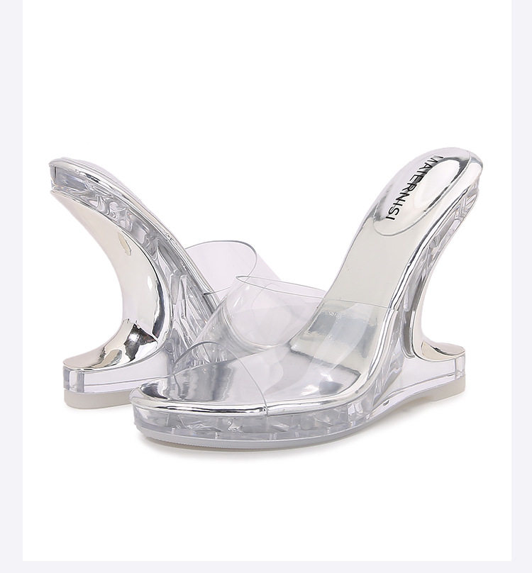 Giày sandal cao gót nữ trong suốt pha lê hở mũi gót nhọn — bạc, màu đỏ, trắng, đen chi tiết 36