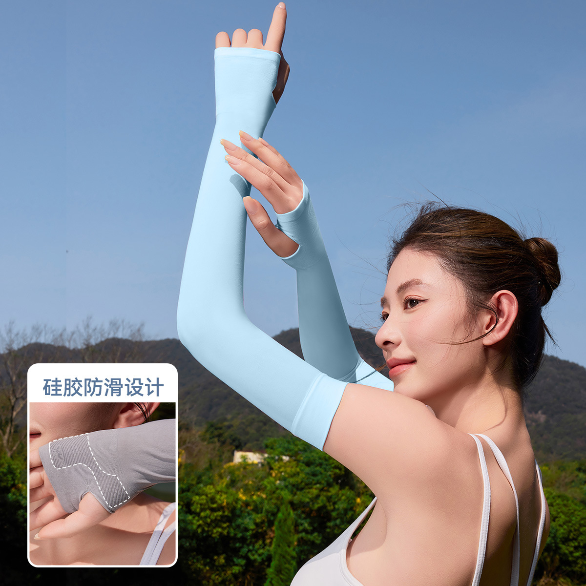 Protector solar mangas de hielo para mujer, piel de leche de secado rápido de verano, mangas invisibles, guantes transpirables y protectores de brazos anti-ultravioleta, todo al por mayor