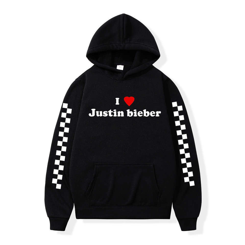 Winter Men Hoodies I love Justin Bieber Pullover Male Hooded