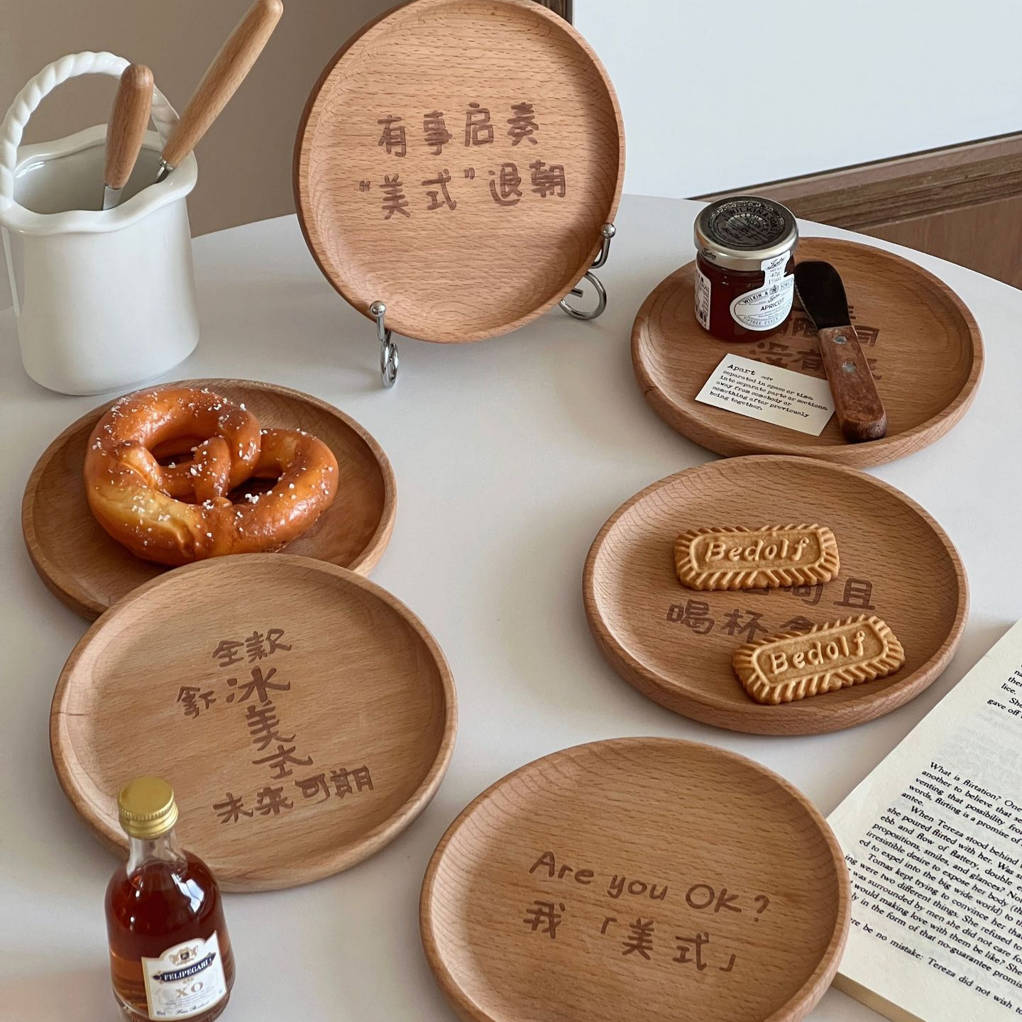"Yuanjin Bamboo Wood" Elm Wood Solid Wood Coasters Innovative Coffee Coasters Wooden Pastry Tray Household Use