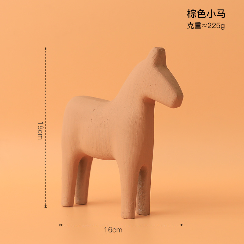 現代のシンプルなモランディ色の創意達拉木の木馬の置物の家庭の装飾品の客間のテレビの戸棚のお茶の数々の装飾|undefined