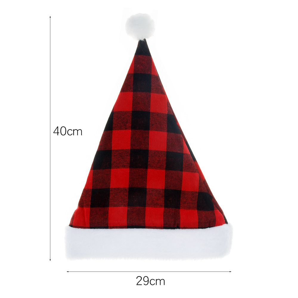 Christmas decorations Party Festive hat Red black and white plaid plaid Christmas hat_voghion.com