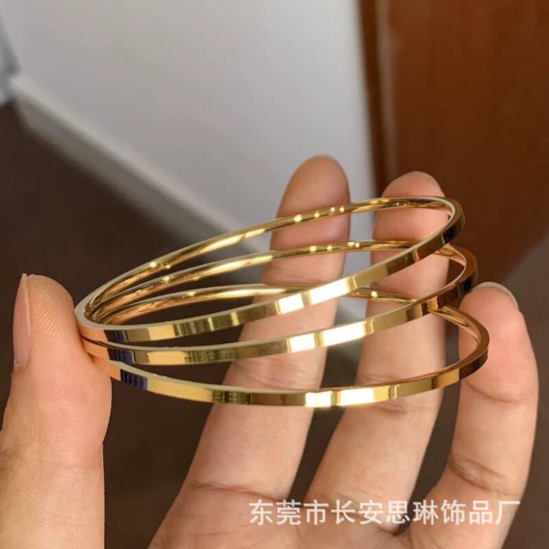Silin Minimal 2mm Fine Bracelet Plain Ring Coil Titanium Steel Does Not Fade Western Zhou Advanced Sense Overlapping Bracelet Silin Minimal 2mm Fine Bracelet Plain Ring Coil Titanium Steel Does Not Fade Western Zhou Advanced Sense Overlapping Bracelet