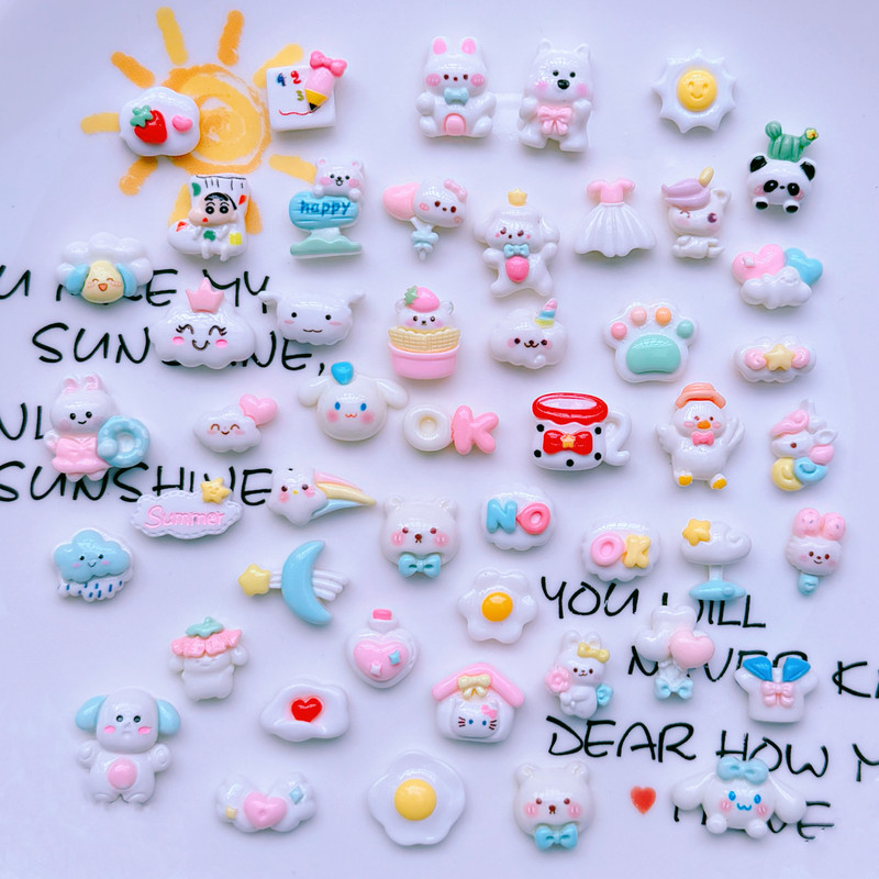 Mini White Small Cartoon-Style Playful Handmade Material Patches Cream Glue DIY Poached Egg Animal Resin Accessories Mini White Small Cartoon-Style Playful Handmade Material Patches Cream Glue DIY Poached Egg Animal Resin Accessories