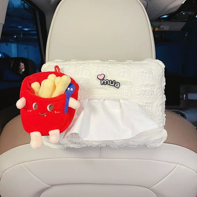 tissue box armrest box creative — Car tissue box/set - puff-white-tissue-box-french-fries-mua