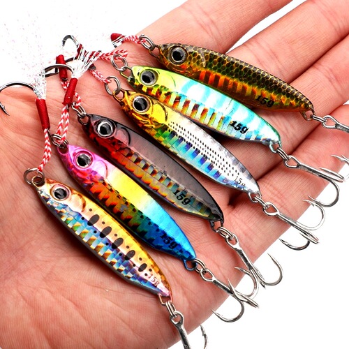 Blue Blade Long Casting Iron Plate Bait Blood Slot Triple Hook Freshwater Sea Fishing Largemouth Bass and Perch Artificial Bait Wholesale